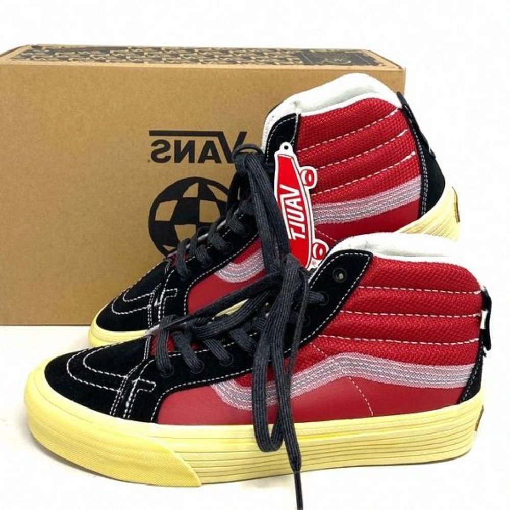 VANS Sk8-Hi Notchback Split VR3 Shoes Women Leather VN0A5FBH458 Canvas Black Red